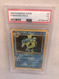 PSA 5 WOTC 1999 Base Set Unlimited Gyarados 6/102 Holo Rare Card EX - Image 1