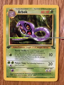 Pokemon TCG Arbok Card 31/62 1st Edition Fossil - Image 1