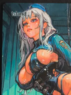 MTG Island Land Anime Girl Alter Hand Painted MTG Altered Art By SITONG - Image 3