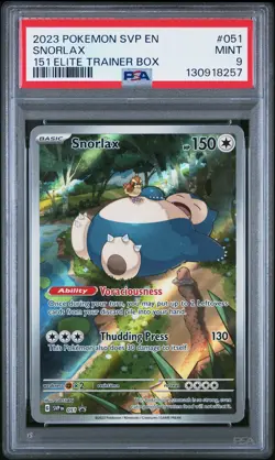 2023 POKEMON SVP EN-SV BLACK STAR PROMO 151 ELITE TRAINER BOX #051 SNORLAX PSA 9 - Image 1