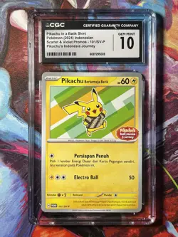 CGC 10 - Pikachu in Batik Shirt 101/SV-P Promo Pokemon Indonesian Exclusive Gem - Image 1