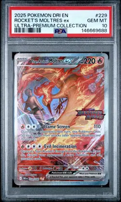 2025 POKEMON DRI EN-DESTINED RIVALS #229 TEAM ROCKET'S MOLTRES EX PSA 10 - Image 1