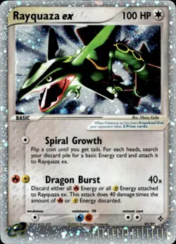 Rayquaza ex 97/97 Holo Rare EX Dragon Pokemon Heavily Played - Image 1