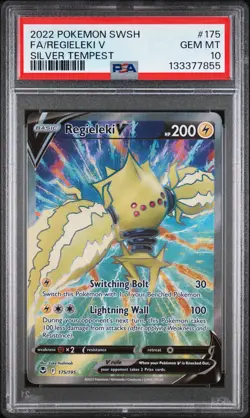2022 POKEMON SWORD & SHIELD SILVER TEMPEST #175 FULL ART/REGIELEKI V PSA 10 - Image 1