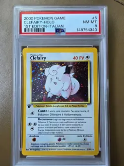 Pokemon TCG Clefairy Base Set 1st Edition Holo Italian PSA 8 Nintendo 2000 - Image 1