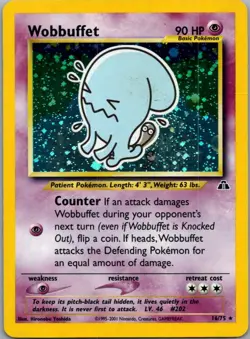 Wobbuffet 16/75 Holo Rare Neo Discovery Pokemon Unlimited Holo Moderately Played - Image 1