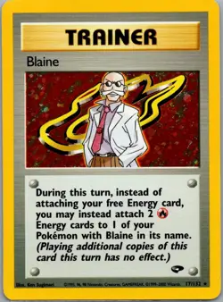 Blaine 17/132 Holo Rare Gym Challenge Pokemon Unlimited Holo Lightly Played - Image 1