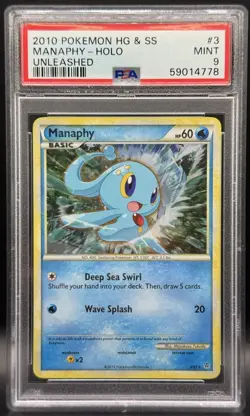 Pokemon TCG PSA 9 Manaphy Holo Unleashed SWIRL 3/95 *LOW POP* - Image 1