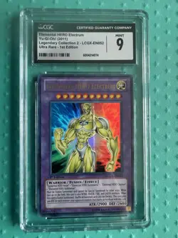 YuGiOh Elemental HERO Electrum LCGX-EN052 1st Edition Ultra Rare PSA 9 - Image 1