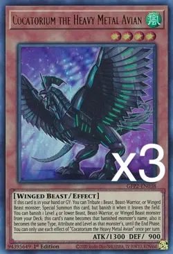 3X Yugioh Cocatorium the Heavy Metal Avian GFP2-EN038 Ultra Rare 1st Edition NM - Image 1