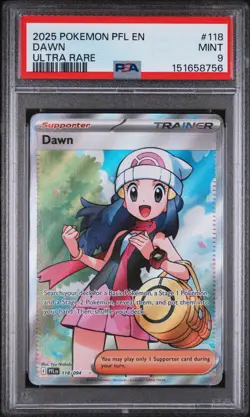 #118 DAWN PSA 9 Full Art Trainer 2025 POKEMON PFL PHANTASMAL FLAMES ULTRA RARE - Image 1