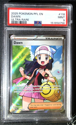 #118 DAWN PSA 9 Full Art Trainer 2025 POKEMON PFL PHANTASMAL FLAMES ULTRA RARE - Image 3