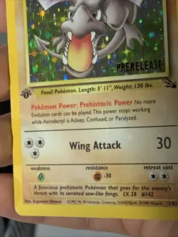 Pokemon TCG Aerodactyl Pre Release 1st Edition Holo Bleed Error Rare 1/62 WOTC - Image 4