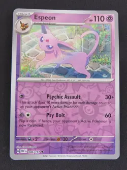 Espeon 086/197 Uncommon Obsidian Flames Pokemon Reverse Holo NM - Image 1