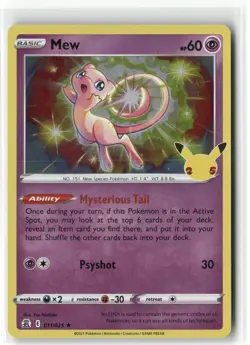 Mew 011 Holo Celebrations Holo Pokemon Rare Holo Near Mint - Image 1