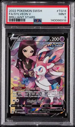 2022 POKEMON SWORD & SHIELD BRILLIANT STARS #TG14 FULL ART/SYLVEON V PSA 9 - Image 1