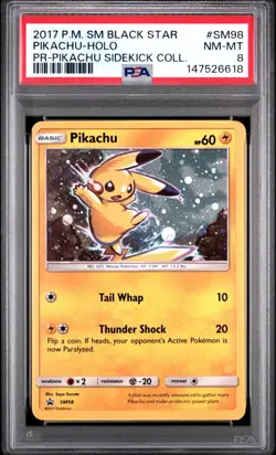 2017 POKEMON SM BLACK STAR PROMO PIKACHU SIDEKICK COLLECTION PIKACHU-HOLO PSA 8 - Image 1