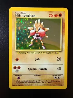 Pokemon TCG 1999 Base Set Unlimited Holo Rare Hitmonchan (07/102) - MP /HP - Image 1