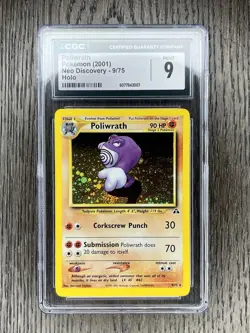 Poliwrath CCG 9 Pokemon WOTC 2001 Neo Discovery 9/75 Holo Bleed Swirl Low POP 64 - Image 1