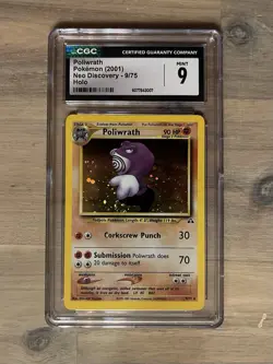 Poliwrath CCG 9 Pokemon WOTC 2001 Neo Discovery 9/75 Holo Bleed Swirl Low POP 64 - Image 3