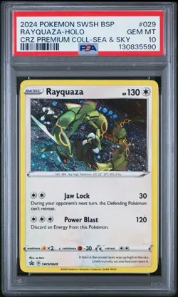 2024 POKEMON RAYQUAZA SWSH029 BLACK STAR PROMO #029 SEA & SKY COSMO HOLO PSA 10 - Image 1