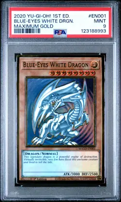 2020 Yu-Gi-Oh Blue-Eyes White Dragon PSA 9 1st Ed Maximum Gold MAGO-EN001 - Image 1