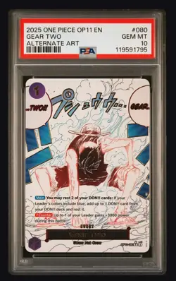 One Piece Gear Two OP11-080 Luffy Fist of Divine Speed English Edition PSA 10 - Image 1