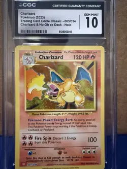 Pokemon TCG Charizard Holo CGC Gem Mint 10 Trading Card Game Classic 003/034 - Image 1