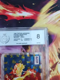 Pokemon Card Lavados Moltres Topsun 1995 Holo Pocket Monster Japanese PGS PSA 8 - Image 4