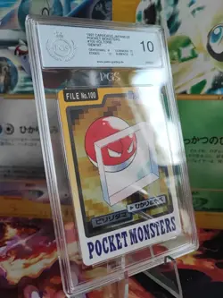 Pokemon Card Voltobal Voltorb Pocket Monsters Carddass 1997 Japanese PGS PSA 10 - Image 1