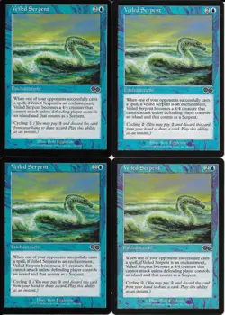 MTG: VEILED SERPENT Urza's Saga COMMON; played, Excellent condition x4 - Image 1