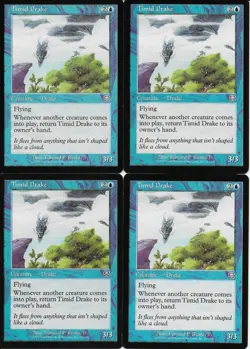 MTG: TIMID DRAKE Mercadian Masques UNCOMMON; played, Excellent condition x4 - Image 1