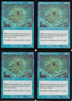 MTG: GLOWING ANEMONE Mercadian Masques UNCOMMON; played, Excellent condition x4 - Image 1