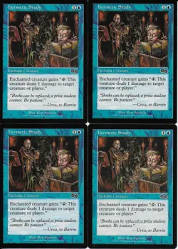 MTG: HERMETIC STUDY Urza's Saga COMMON; played, Excellent condition x4 - Image 1