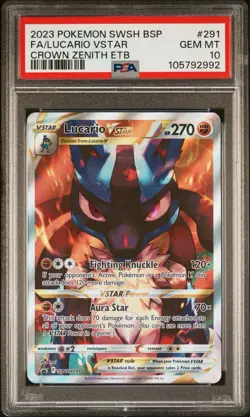 Lucario VSTAR • SWSH 291 • Pokemon • Crown Zenith ETB Promo • PSA 10 - Image 1