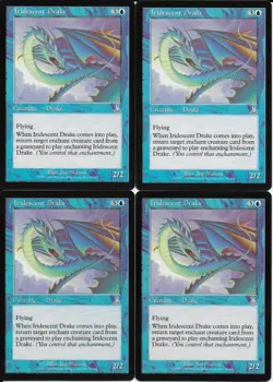 MTG: IRIDESCENT DRAKE Urza's Destiny UNCOMMON; played, Excellent condition x4 - Image 1