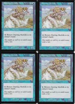 MTG: DARTING MERFOLK Mercadian Masques COMMON; played, Excellent condition x4 - Image 1