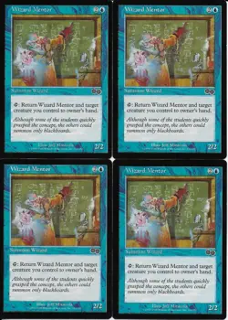 MTG: WIZARD MENTOR Urza's Saga COMMON; played, Excellent condition x4 - Image 1