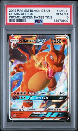 2019 POKEMON SM BLACK STAR PROMO HIDDEN FATES TINS #SM211 CHARIZARD GX PSA 10 - Image 1