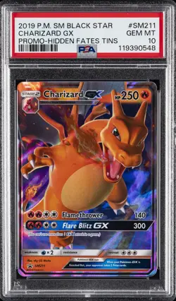 2019 POKEMON SM BLACK STAR PROMO HIDDEN FATES TINS #SM211 CHARIZARD GX PSA 10 - Image 1