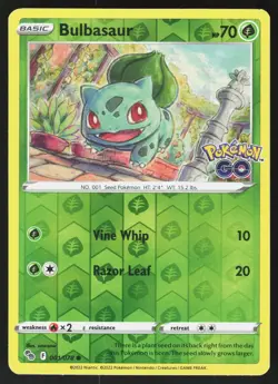 Bulbasaur 001/078 Common Pokemon GO Pokemon Reverse Holo LP - Image 1