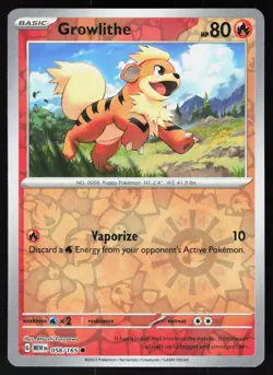 Growlithe 058/165 Common 151 Pokemon Reverse Holo NM - Image 1
