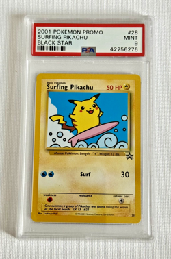 2001 Pokemon Surfing Pikachu Black Star Promo 28 PSA 9 - Image 1