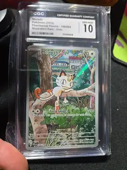 TCG Pokemon Meowth 106/094 Phantasmal Flames IR CGC GEM MINT 10 English. 🔥 - Image 3