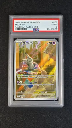 Mimikyu Full Art 075 PSA 9 Mint Pokemon Paldea Fates ETB Promo - Image 1