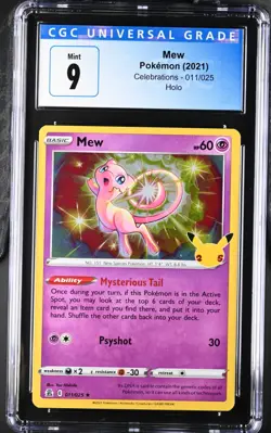 2021 Pokemon Sword & Shield Celebrations Mew #011/025 Holo CGC 9 BLUE LABEL - Image 1