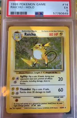 Pokemon Raichu Base Set 14/102 Holo Rare PSA 5 - Image 1