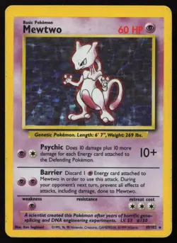 Mewtwo 10/102 Holo Rare Base Set Unlimited Pokemon English LP - Image 1