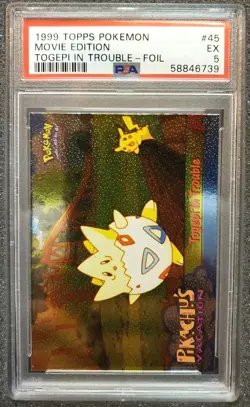 1999 Topps Pokemon Movie Edition #45 Togepi In Trouble-Foil PSA 5 Card EX - Image 1