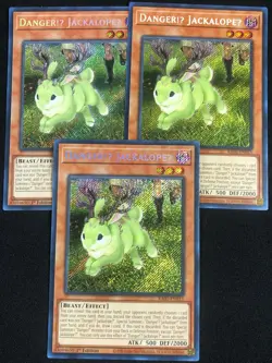 YUGIOH DANGER!U JACKALOPEU RA01-EN013 1ST SECRET X3 NM - Image 1